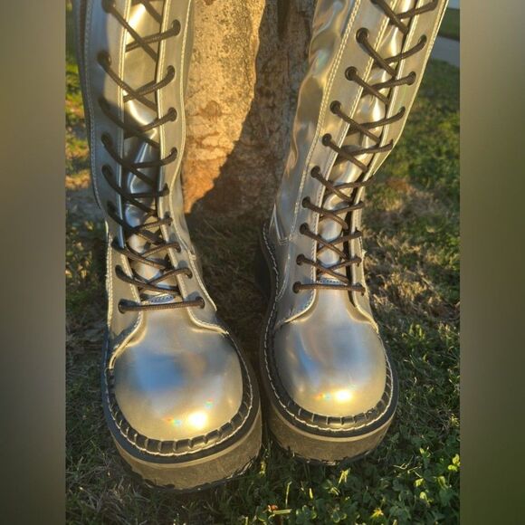 Rave Demonia So-Emily-375 Silver Thigh High Platform Boots - Picture 8 of 9